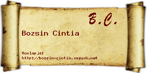Bozsin Cintia névjegykártya